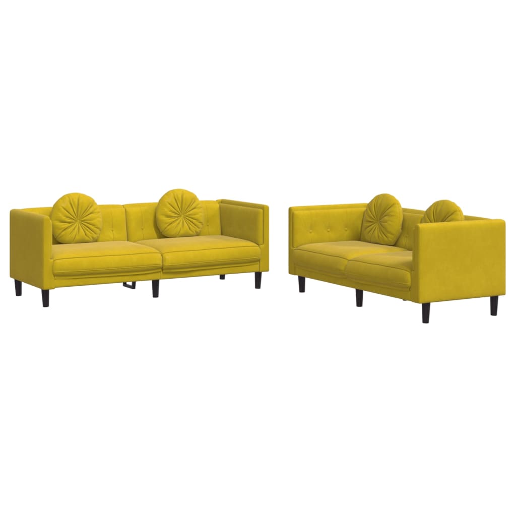 2-delige Loungeset met kussens fluweel geel is nu te koop bij PeponiXL, paradijselijk wonen!