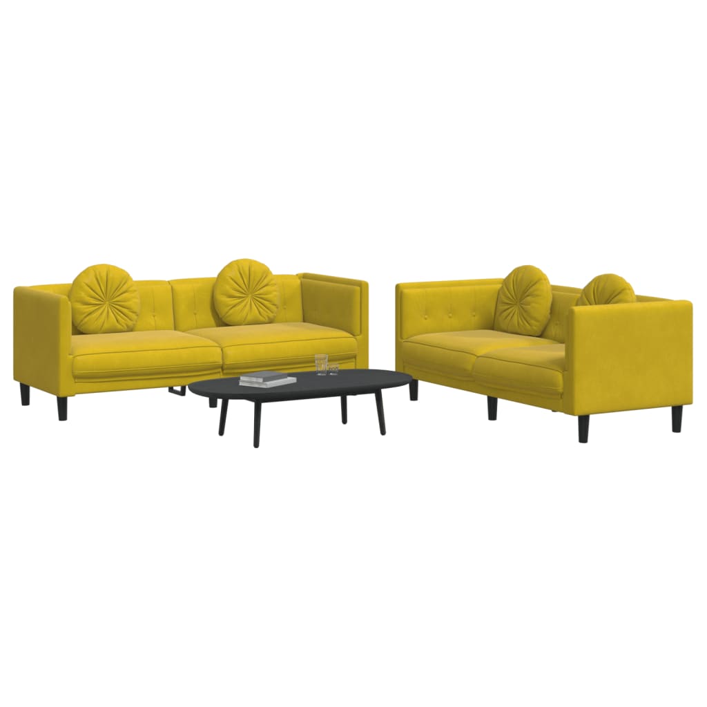 2-delige Loungeset met kussens fluweel geel is nu te koop bij PeponiXL, paradijselijk wonen!