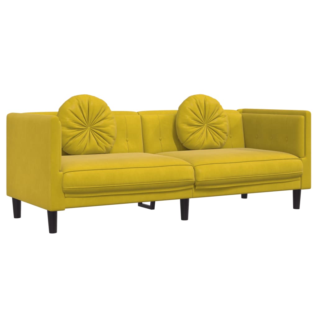 2-delige Loungeset met kussens fluweel geel is nu te koop bij PeponiXL, paradijselijk wonen!