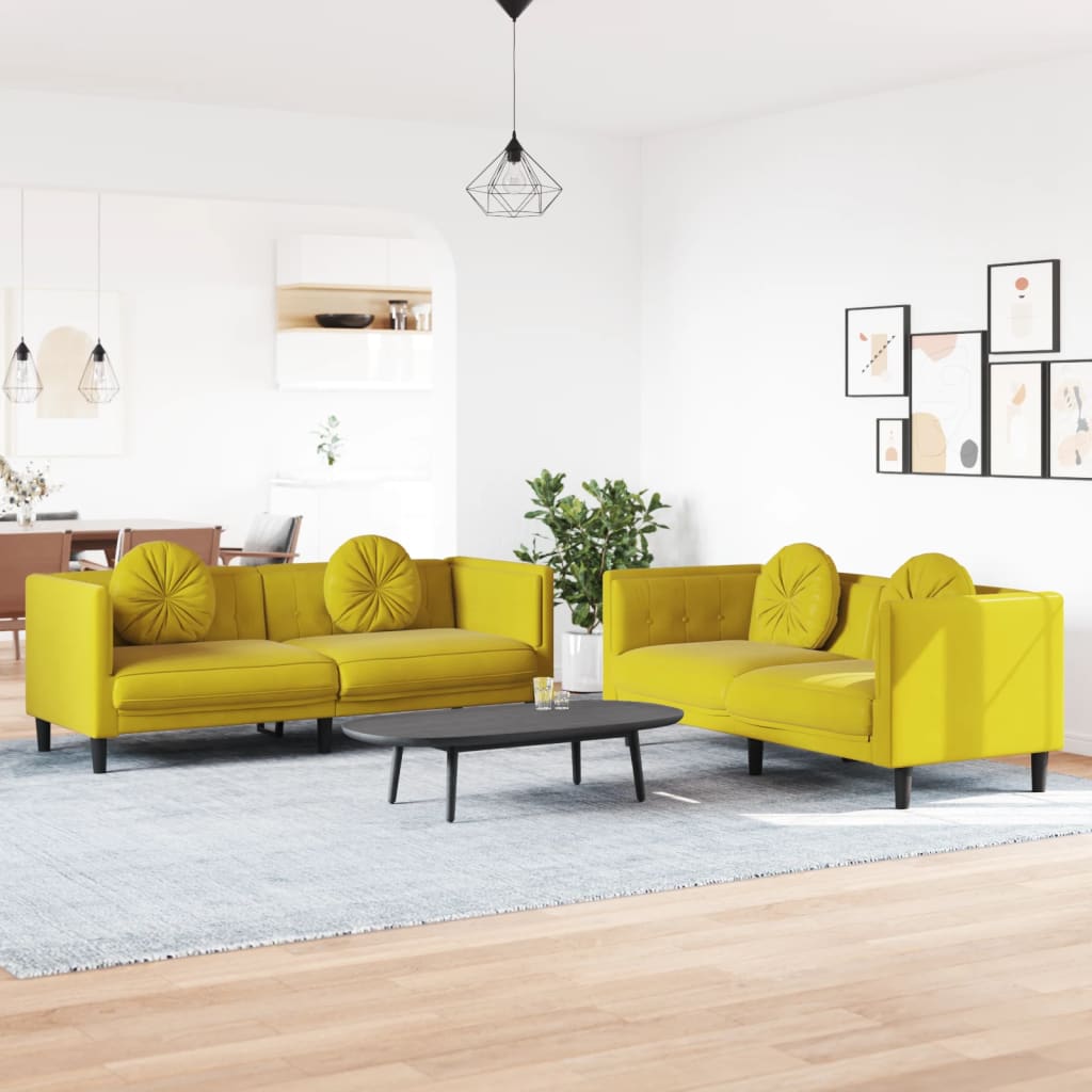 2-delige Loungeset met kussens fluweel geel is nu te koop bij PeponiXL, paradijselijk wonen!