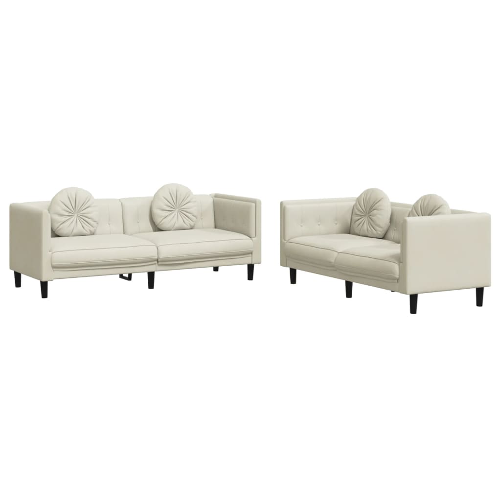 2-delige Loungeset met kussens fluweel crèmekleurig is nu te koop bij PeponiXL, paradijselijk wonen!