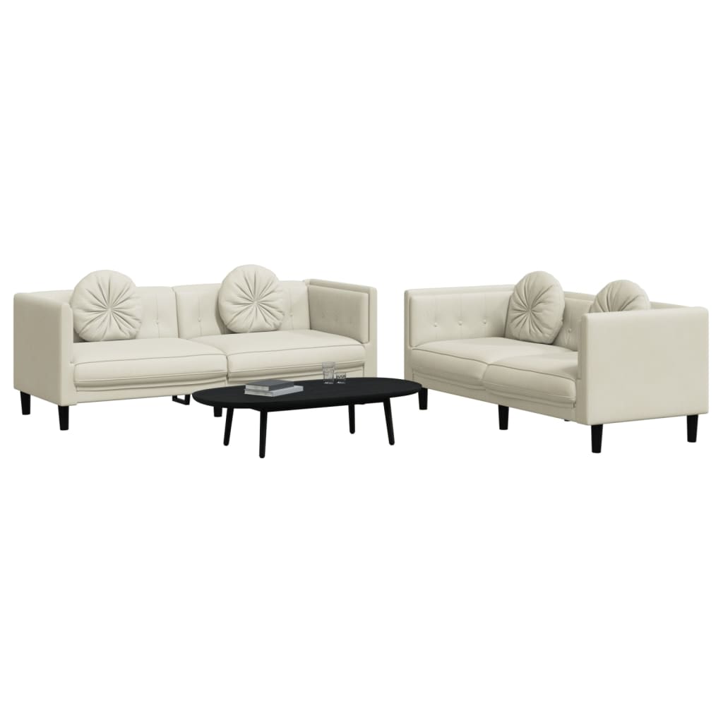 2-delige Loungeset met kussens fluweel crèmekleurig is nu te koop bij PeponiXL, paradijselijk wonen!