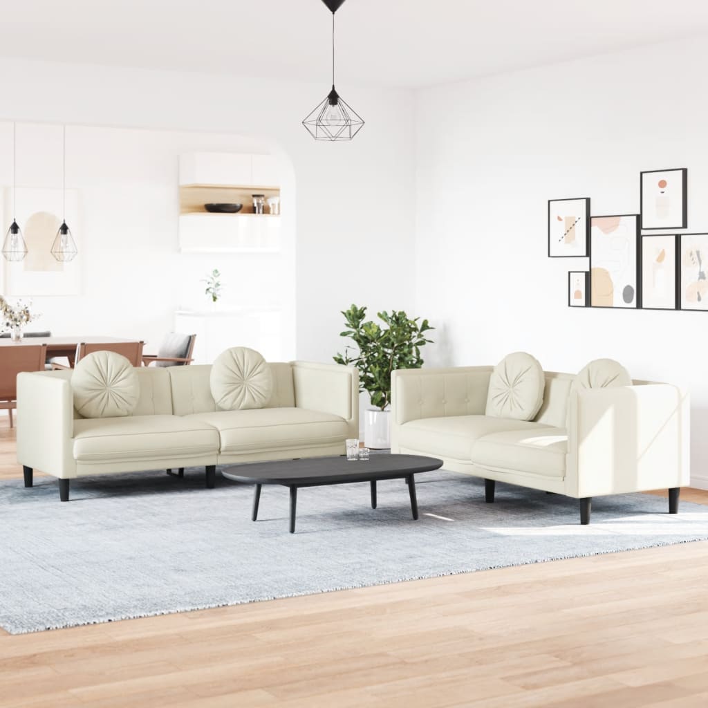 2-delige Loungeset met kussens fluweel crèmekleurig is nu te koop bij PeponiXL, paradijselijk wonen!