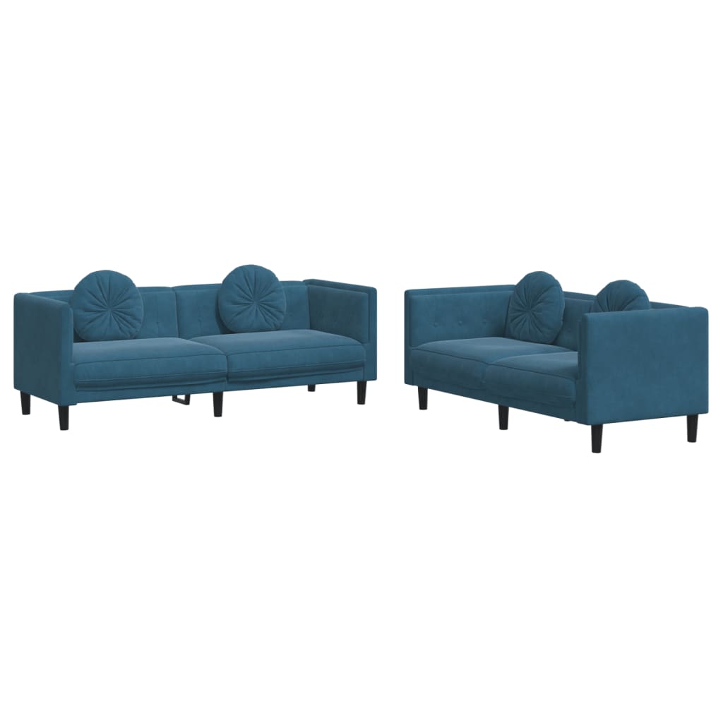 2-delige Loungeset met kussens fluweel blauw is nu te koop bij PeponiXL, paradijselijk wonen!