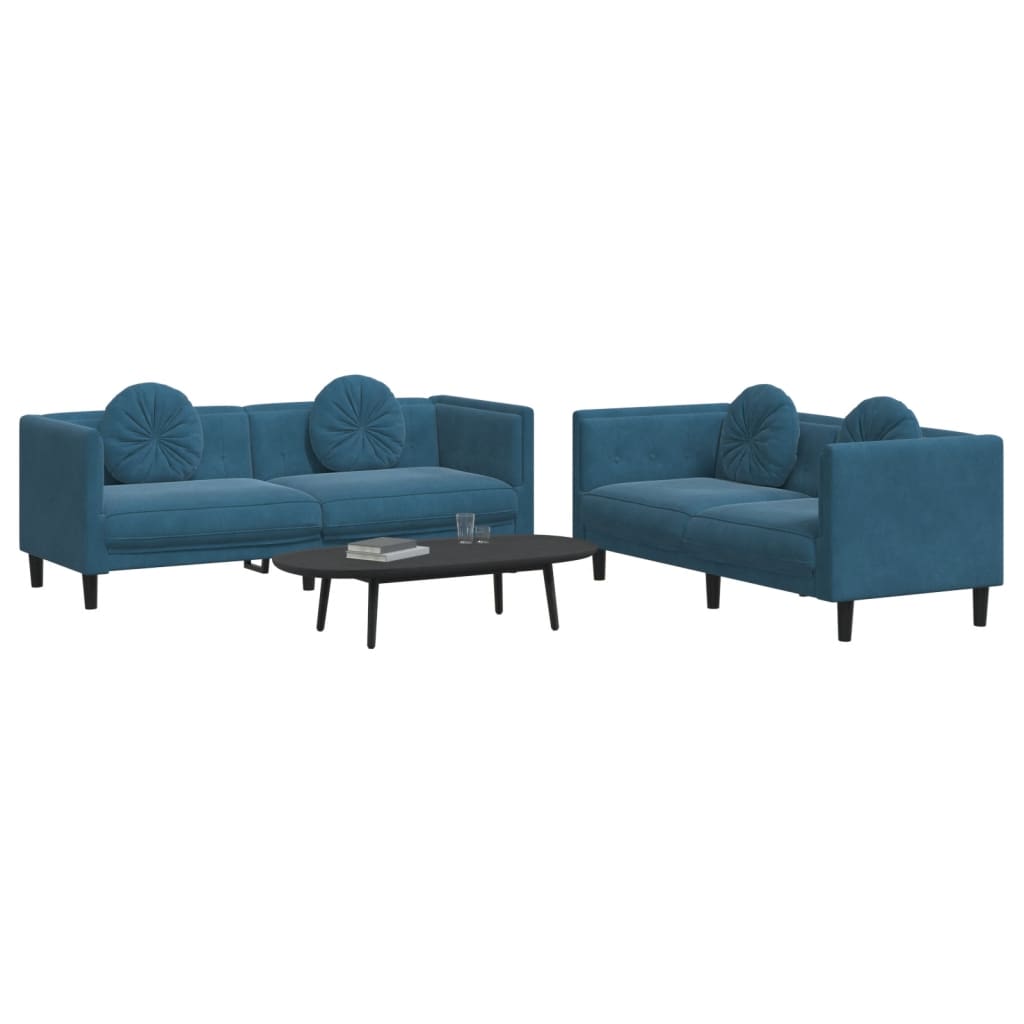2-delige Loungeset met kussens fluweel blauw is nu te koop bij PeponiXL, paradijselijk wonen!