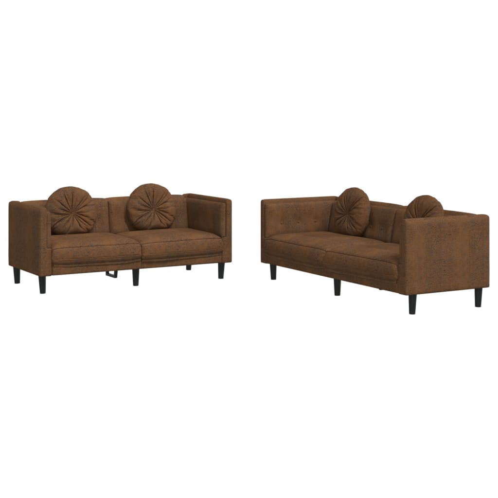 2-delige Loungeset met kussens fluweel bruin is nu te koop bij PeponiXL, paradijselijk wonen!