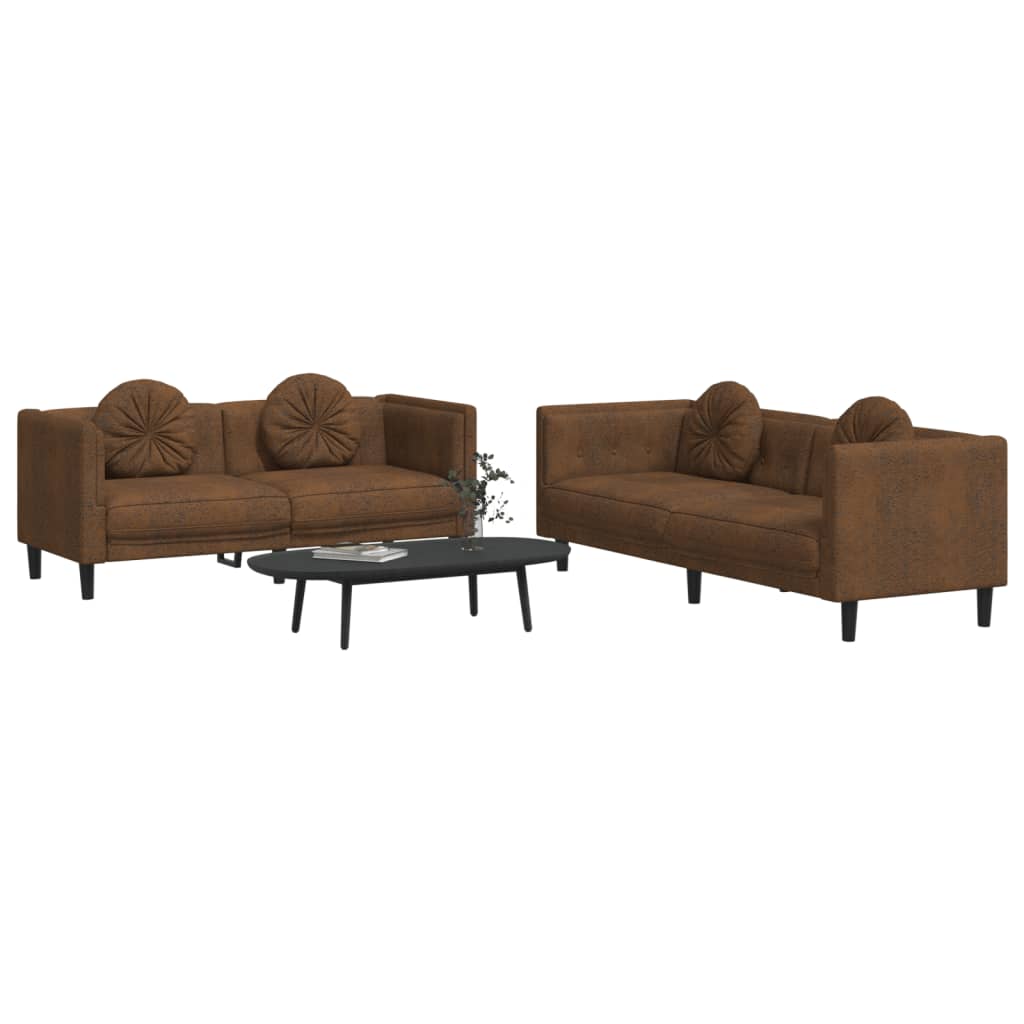 2-delige Loungeset met kussens fluweel bruin is nu te koop bij PeponiXL, paradijselijk wonen!