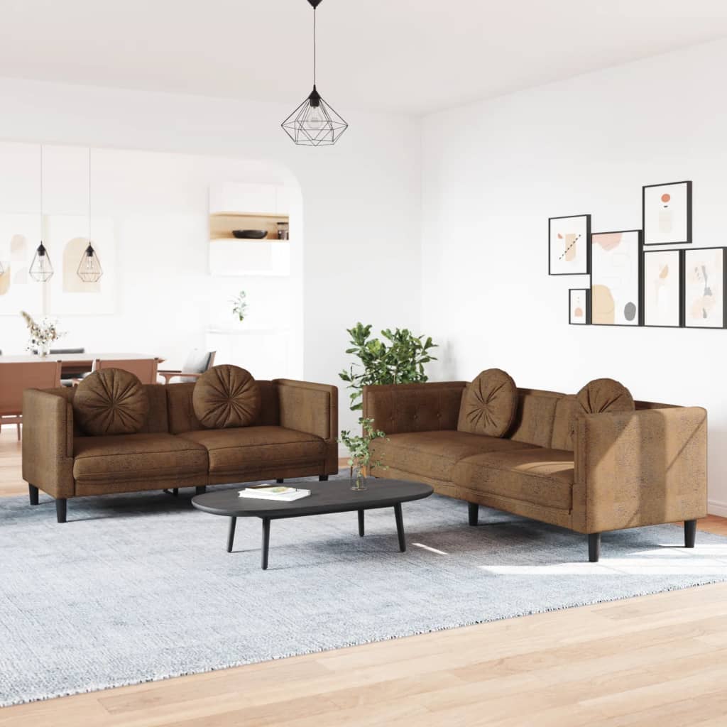 2-delige Loungeset met kussens fluweel bruin is nu te koop bij PeponiXL, paradijselijk wonen!