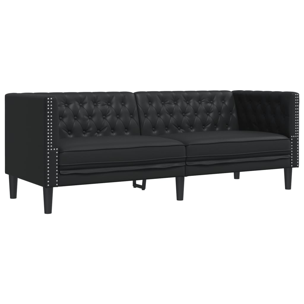 3-delige Loungeset Chesterfield-stijl kunstleer zwart is nu te koop bij PeponiXL, paradijselijk wonen!