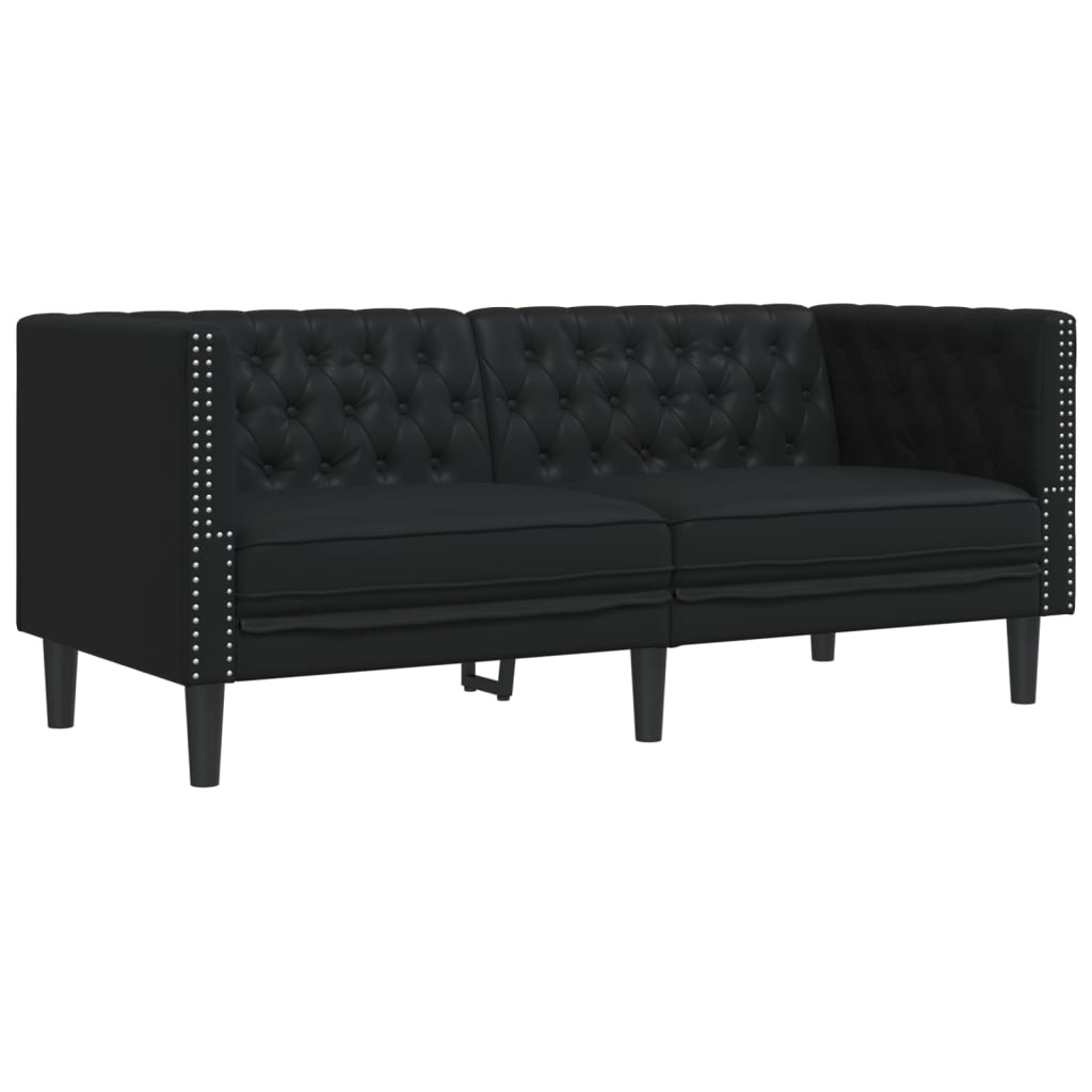 3-delige Loungeset Chesterfield-stijl kunstleer zwart is nu te koop bij PeponiXL, paradijselijk wonen!