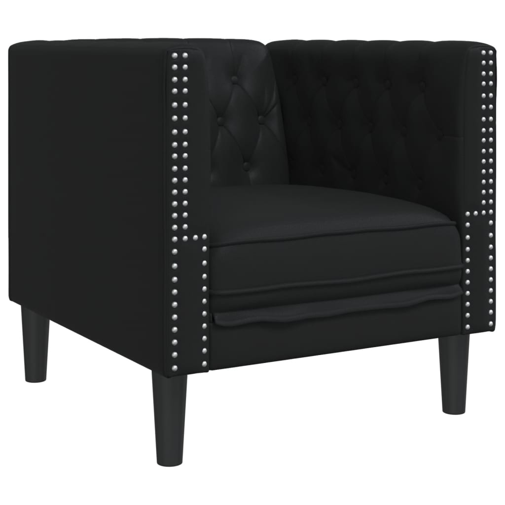 3-delige Loungeset Chesterfield-stijl kunstleer zwart is nu te koop bij PeponiXL, paradijselijk wonen!