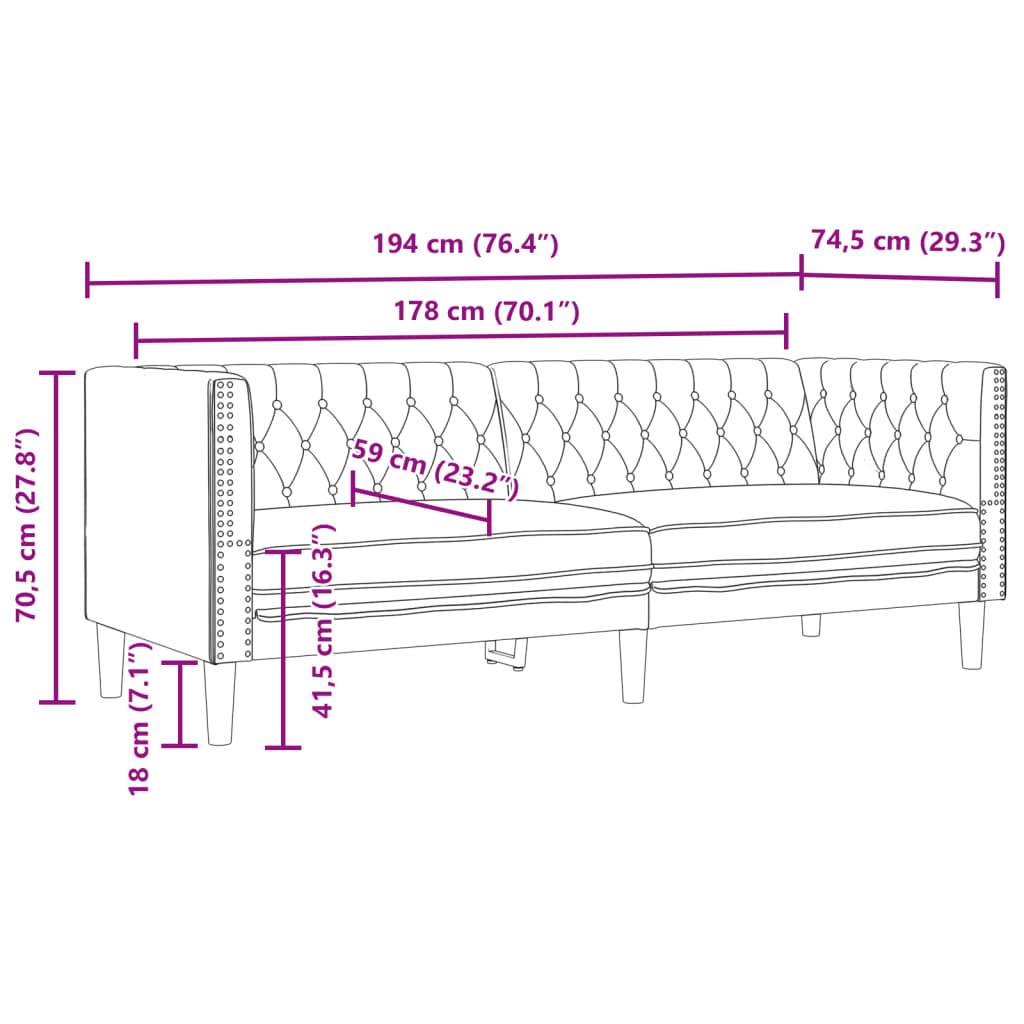 3-delige Loungeset Chesterfield-stijl kunstleer zwart is nu te koop bij PeponiXL, paradijselijk wonen!