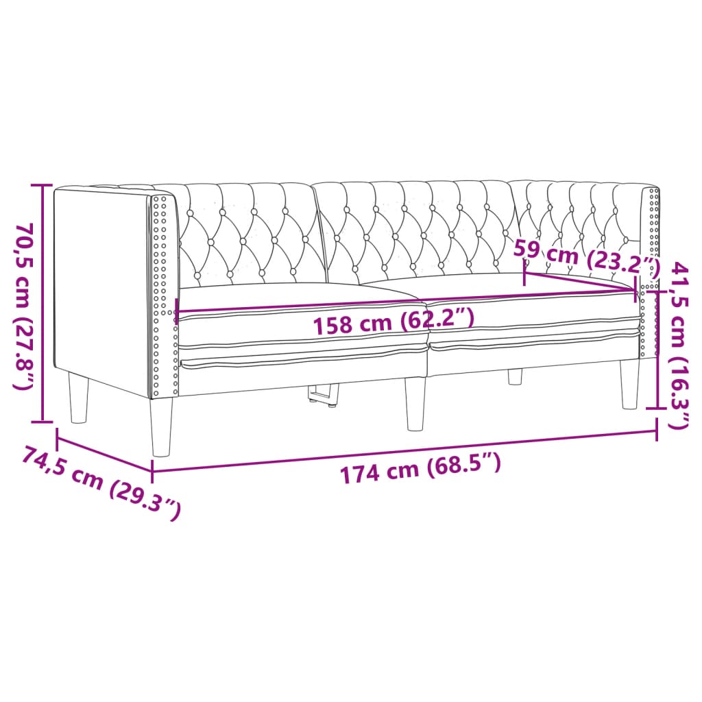 3-delige Loungeset Chesterfield-stijl kunstleer zwart is nu te koop bij PeponiXL, paradijselijk wonen!