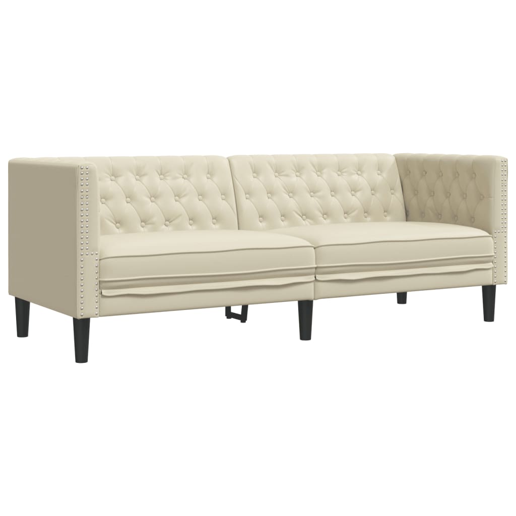 3-delige Loungeset Chesterfield-stijl kunstleer crèmekleurig is nu te koop bij PeponiXL, paradijselijk wonen!
