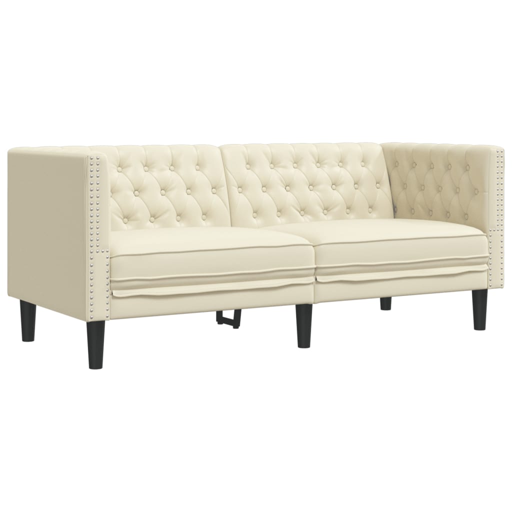 3-delige Loungeset Chesterfield-stijl kunstleer crèmekleurig is nu te koop bij PeponiXL, paradijselijk wonen!