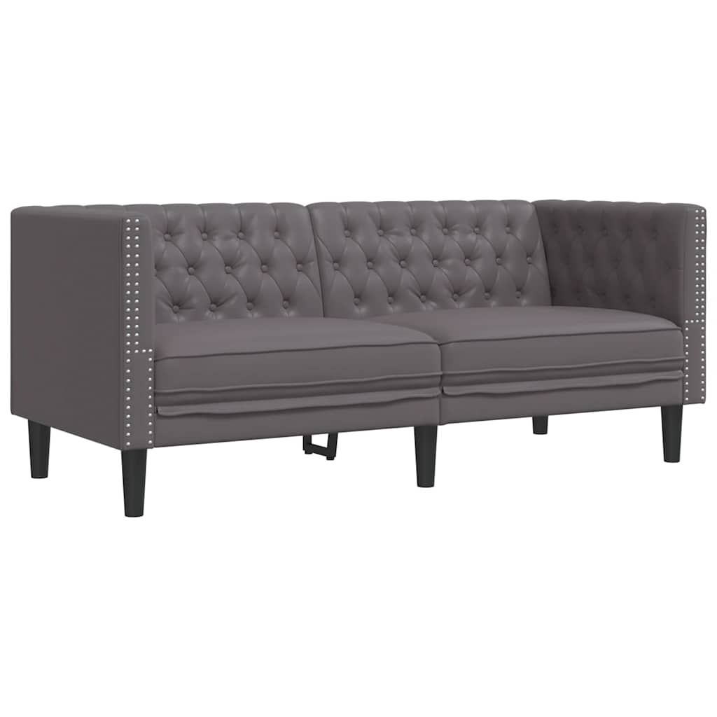 3-delige Loungeset Chesterfield-stijl kunstleer grijs is nu te koop bij PeponiXL, paradijselijk wonen!