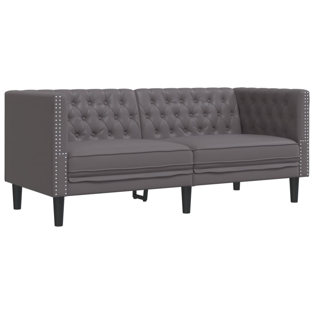 3-delige Loungeset Chesterfield-stijl kunstleer grijs is nu te koop bij PeponiXL, paradijselijk wonen!