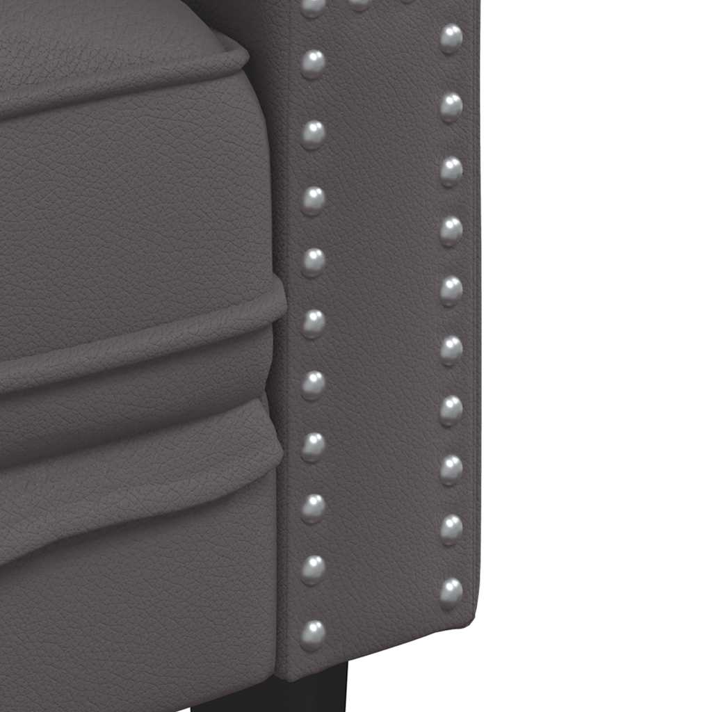3-delige Loungeset Chesterfield-stijl kunstleer grijs is nu te koop bij PeponiXL, paradijselijk wonen!