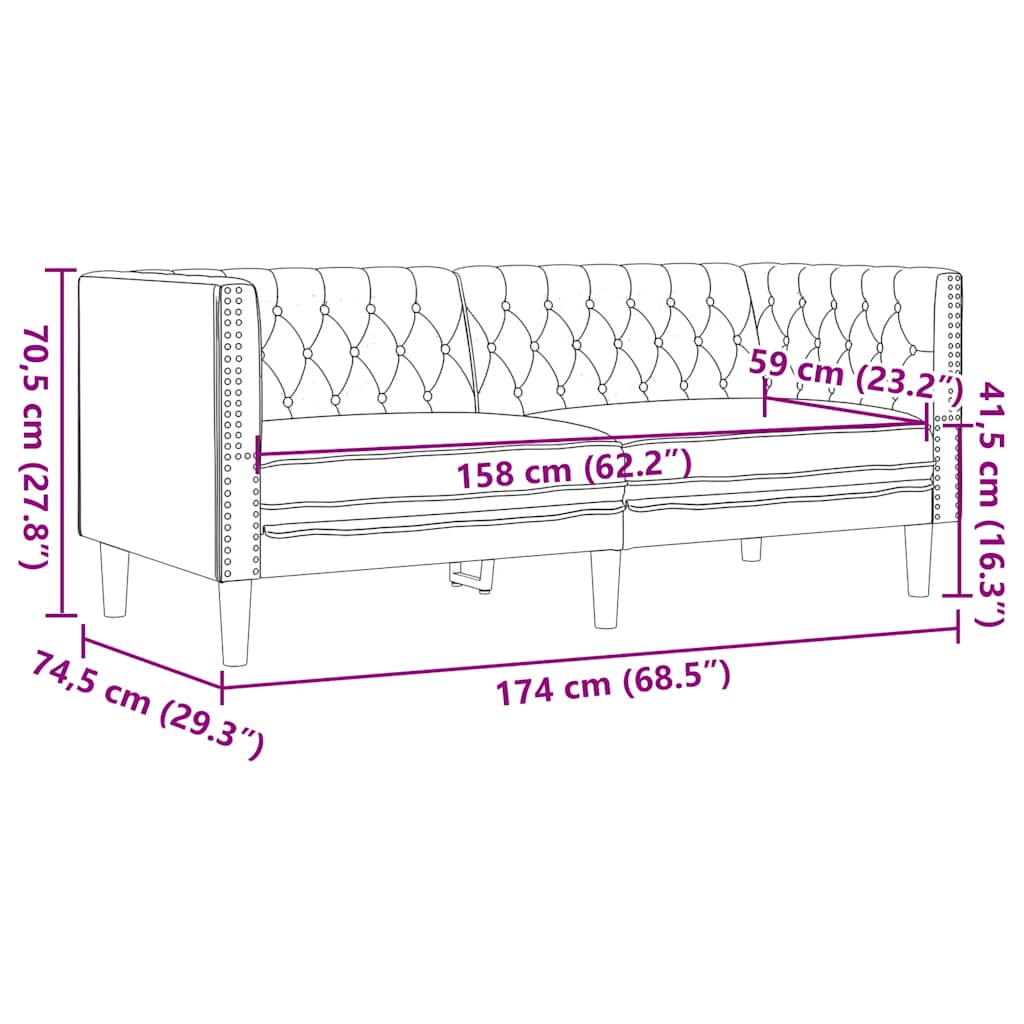 3-delige Loungeset Chesterfield-stijl kunstleer grijs is nu te koop bij PeponiXL, paradijselijk wonen!