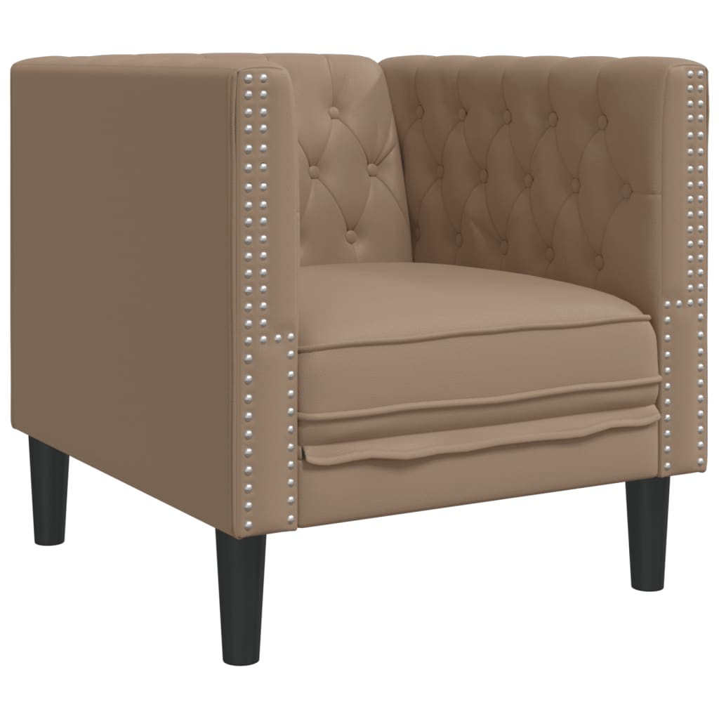 3-delige Loungeset Chesterfield-stijl kunstleer cappuccinokleur