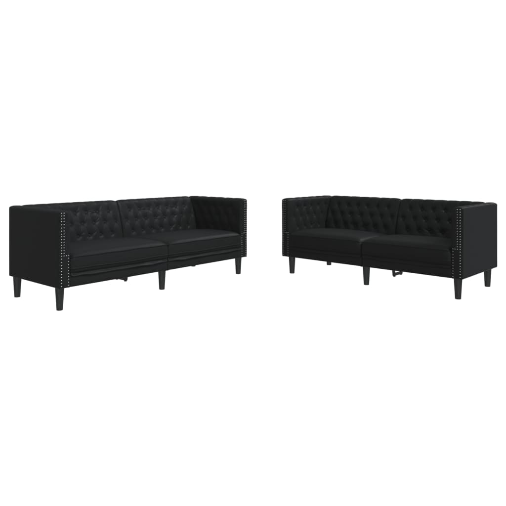 2-delige Loungeset Chesterfield-stijl kunstleer zwart is nu te koop bij PeponiXL, paradijselijk wonen!