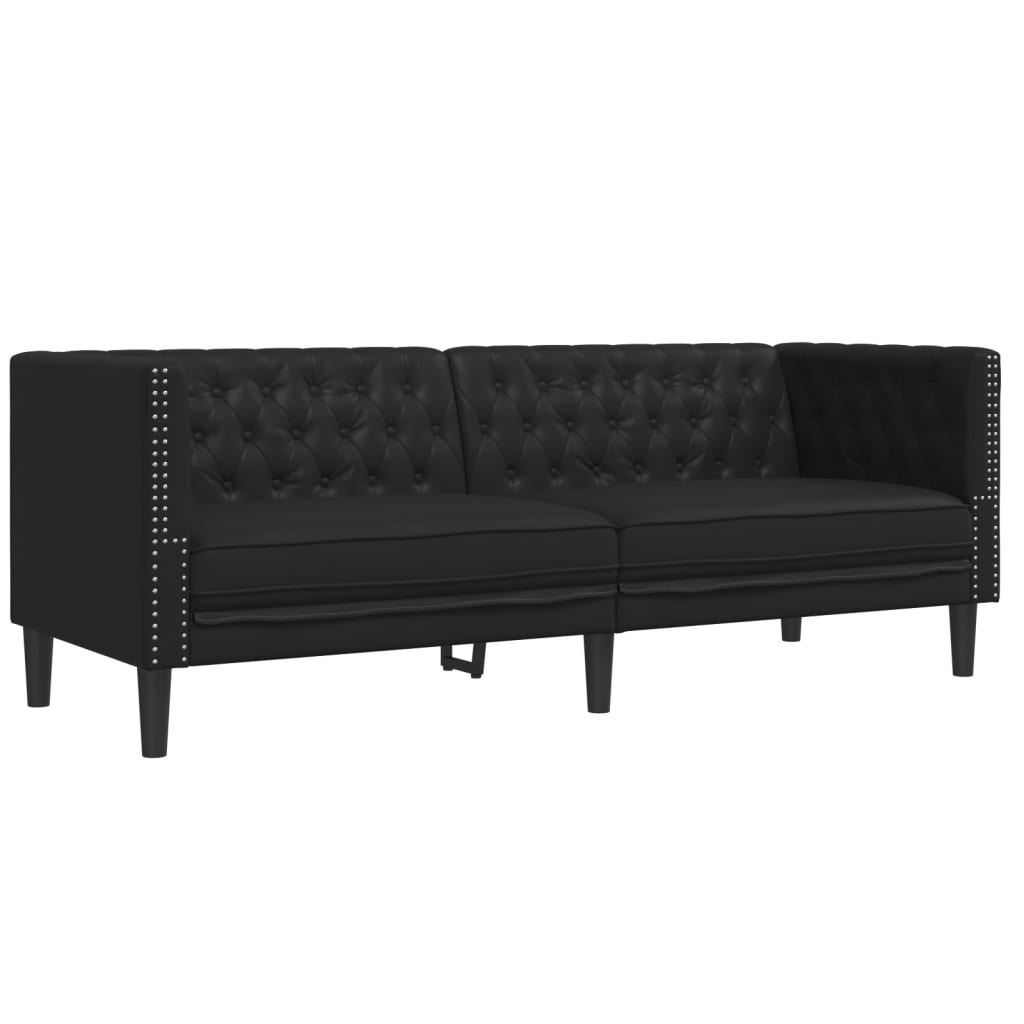 2-delige Loungeset Chesterfield-stijl kunstleer zwart is nu te koop bij PeponiXL, paradijselijk wonen!
