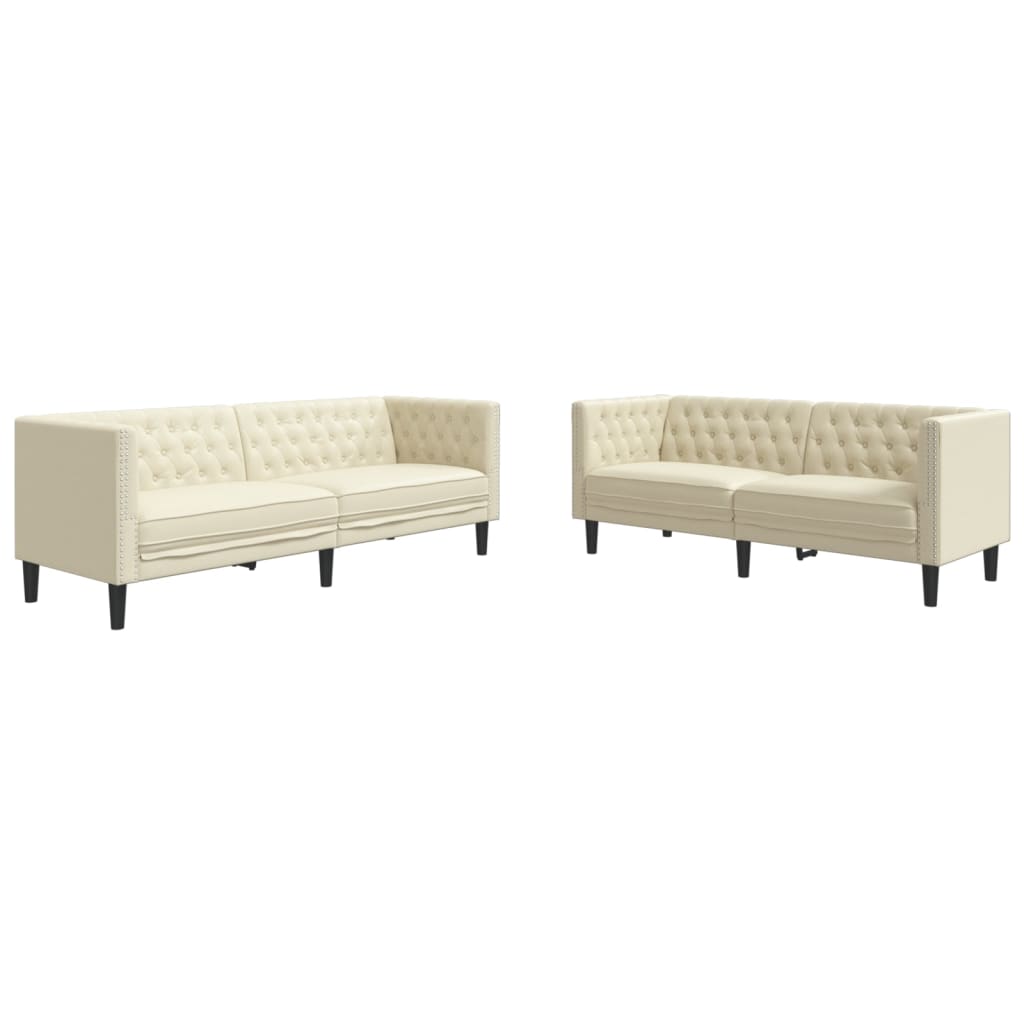 2-delige Loungeset Chesterfield-stijl kunstleer crèmekleurig is nu te koop bij PeponiXL, paradijselijk wonen!