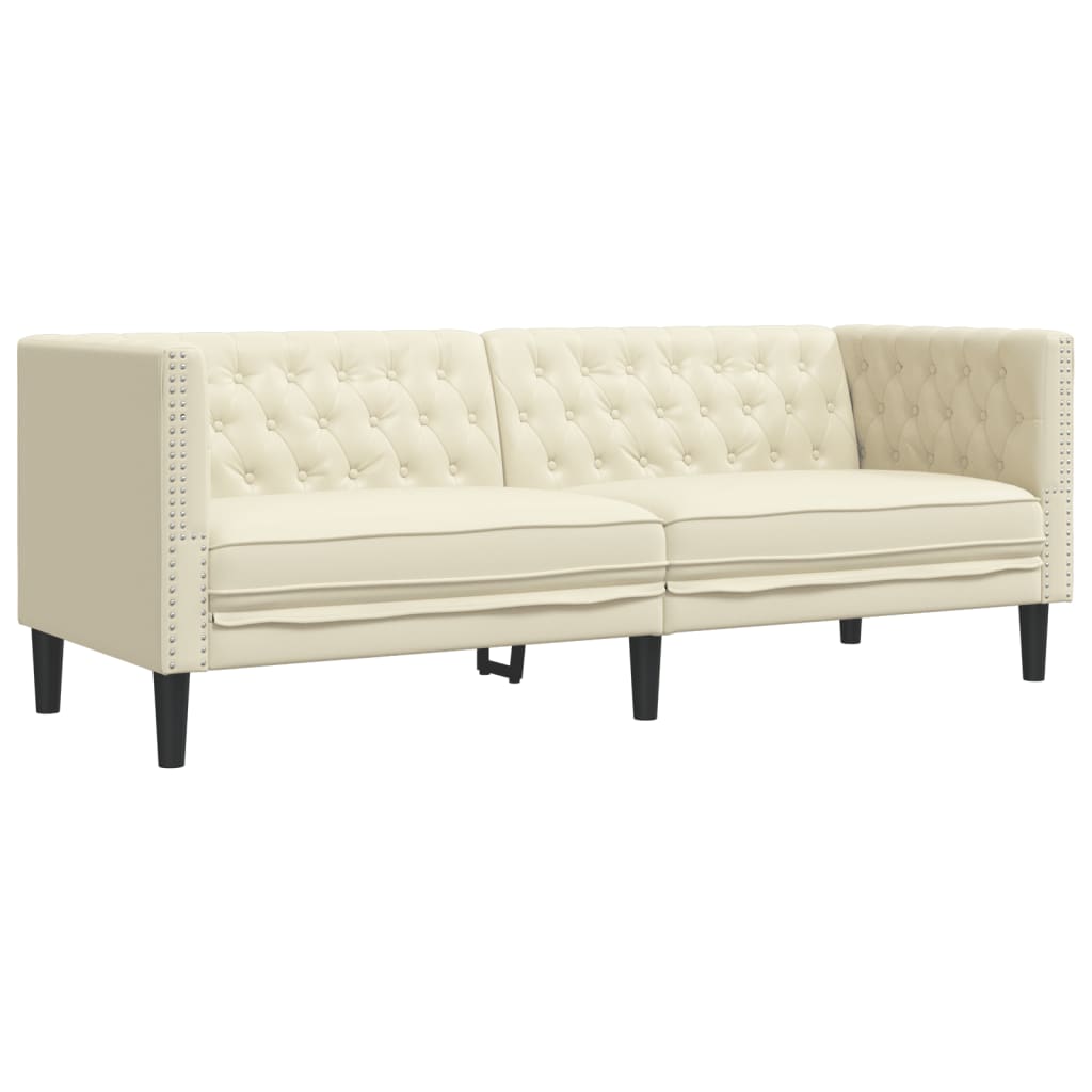2-delige Loungeset Chesterfield-stijl kunstleer crèmekleurig is nu te koop bij PeponiXL, paradijselijk wonen!