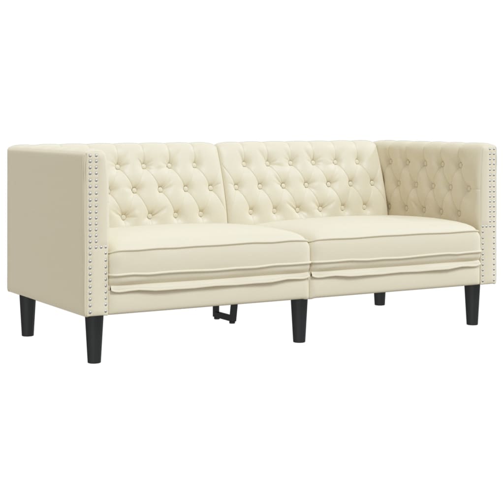 2-delige Loungeset Chesterfield-stijl kunstleer crèmekleurig is nu te koop bij PeponiXL, paradijselijk wonen!
