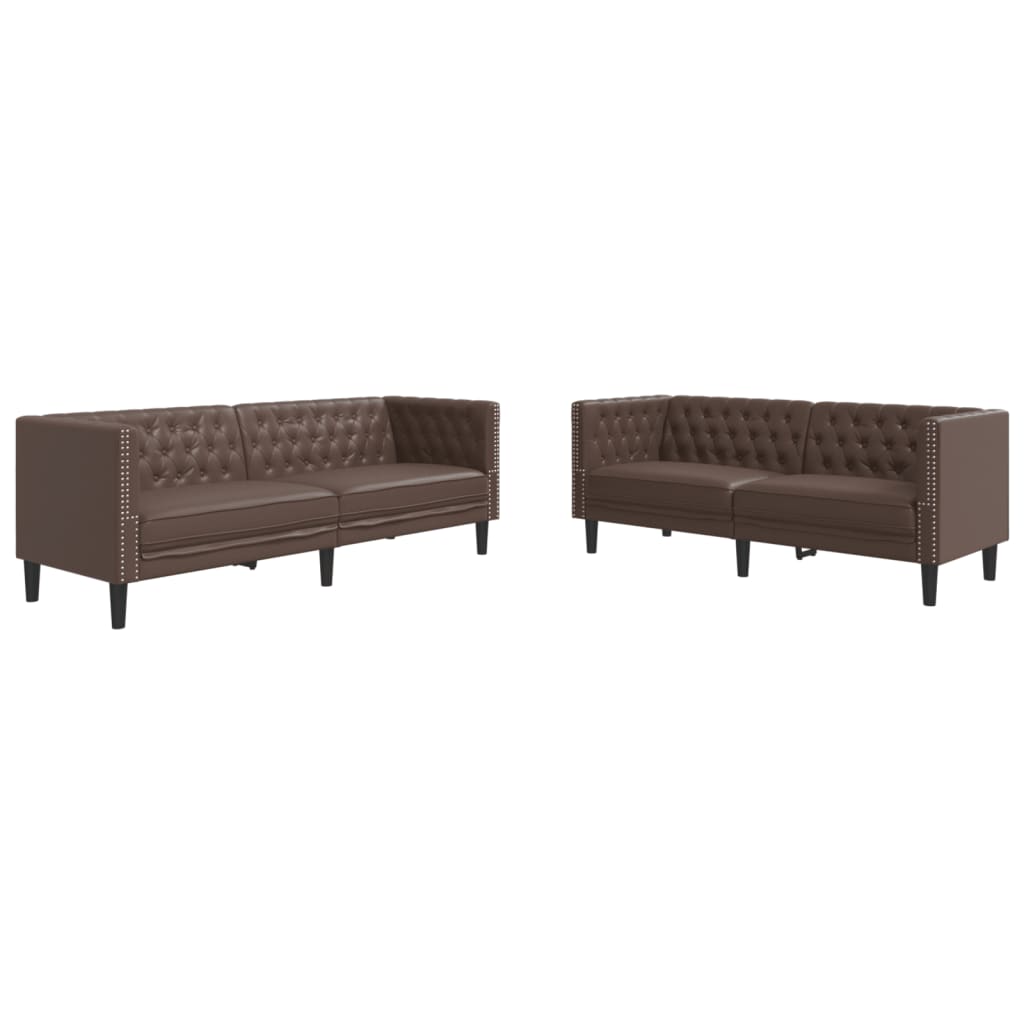 2-delige Loungeset Chesterfield-stijl kunstleer bruin is nu te koop bij PeponiXL, paradijselijk wonen!
