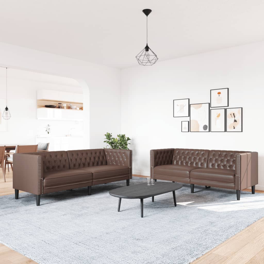 2-delige Loungeset Chesterfield-stijl kunstleer bruin is nu te koop bij PeponiXL, paradijselijk wonen!