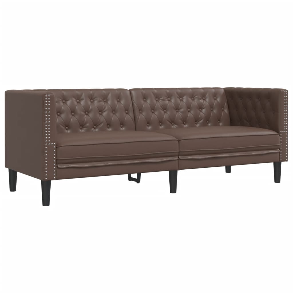 2-delige Loungeset Chesterfield-stijl kunstleer bruin is nu te koop bij PeponiXL, paradijselijk wonen!