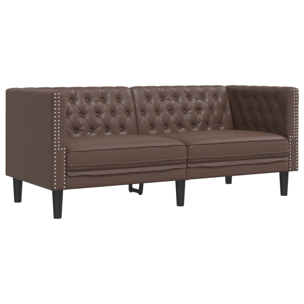 2-delige Loungeset Chesterfield-stijl kunstleer bruin is nu te koop bij PeponiXL, paradijselijk wonen!