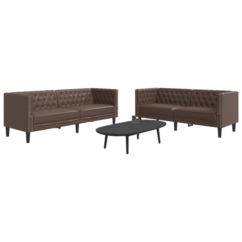 2-delige Loungeset Chesterfield-stijl kunstleer bruin is nu te koop bij PeponiXL, paradijselijk wonen!