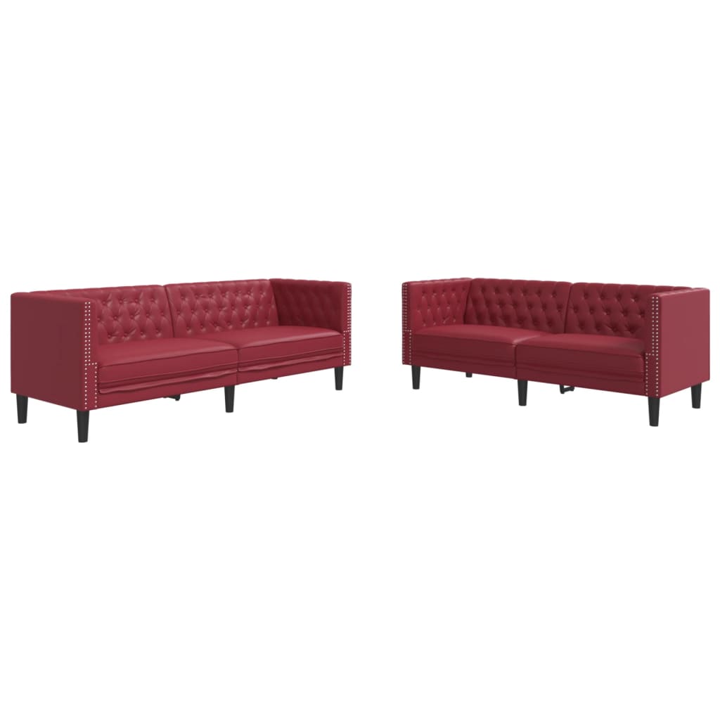 2-delige Loungeset Chesterfield-stijl kunstleer wijnrood is nu te koop bij PeponiXL, paradijselijk wonen!