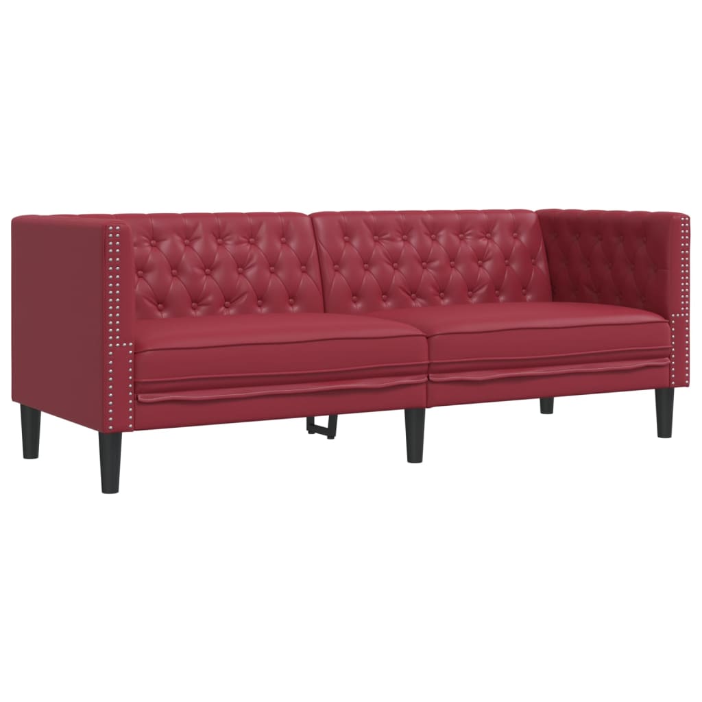 2-delige Loungeset Chesterfield-stijl kunstleer wijnrood is nu te koop bij PeponiXL, paradijselijk wonen!