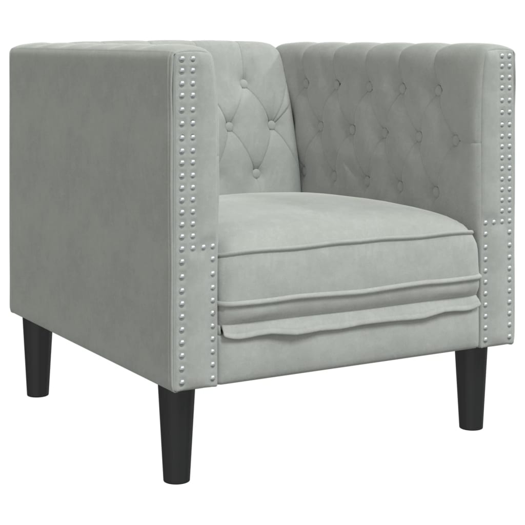 3-delige Loungeset Chesterfield met bolsters fluweel lichtgrijs is nu te koop bij PeponiXL, paradijselijk wonen!