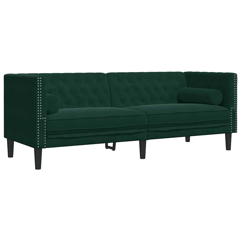 3-delige Loungeset Chesterfield en bolsters fluweel donkergroen is nu te koop bij PeponiXL, paradijselijk wonen!