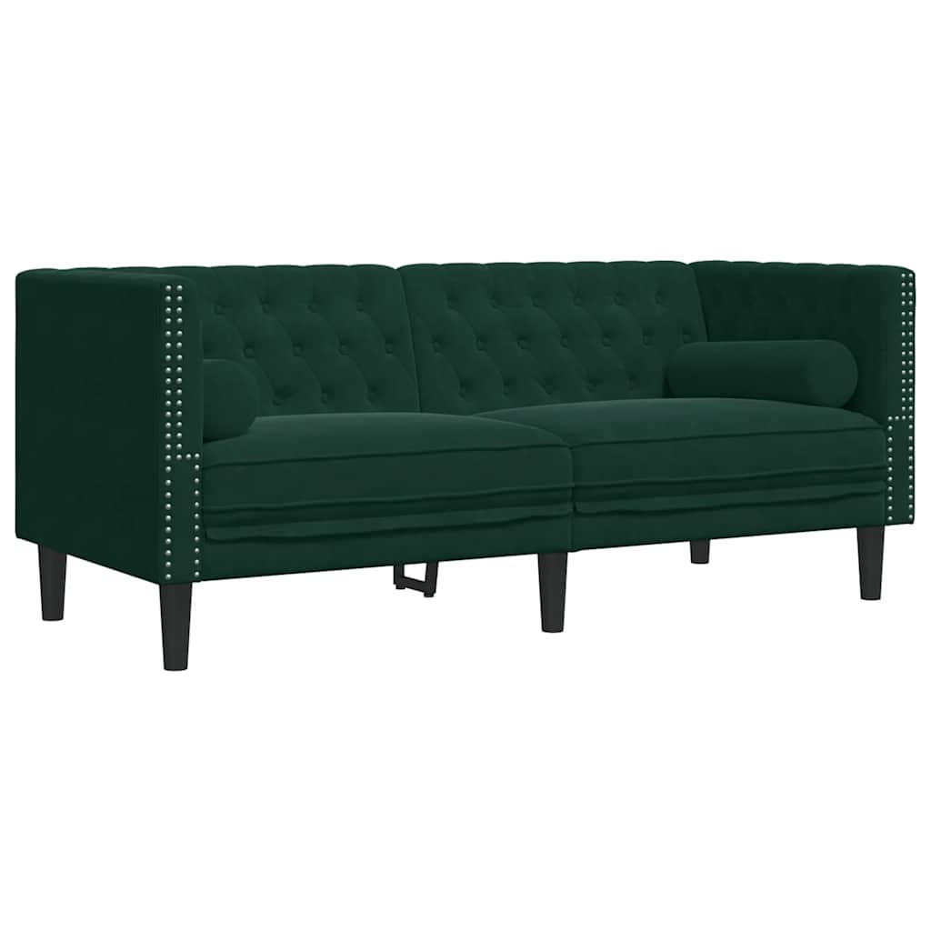 3-delige Loungeset Chesterfield en bolsters fluweel donkergroen is nu te koop bij PeponiXL, paradijselijk wonen!