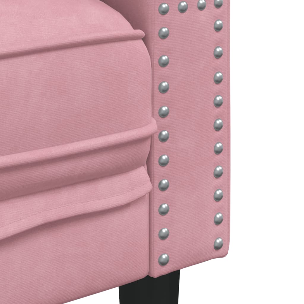 3-delige Loungeset Chesterfield met bolsters fluweel roze