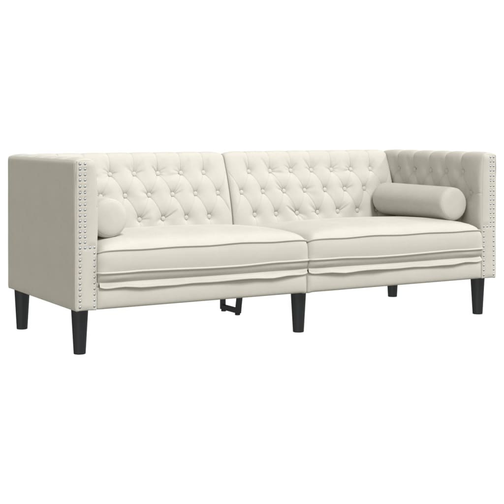 3-delige Loungeset Chesterfield met bolsters fluweel crèmekleur is nu te koop bij PeponiXL, paradijselijk wonen!