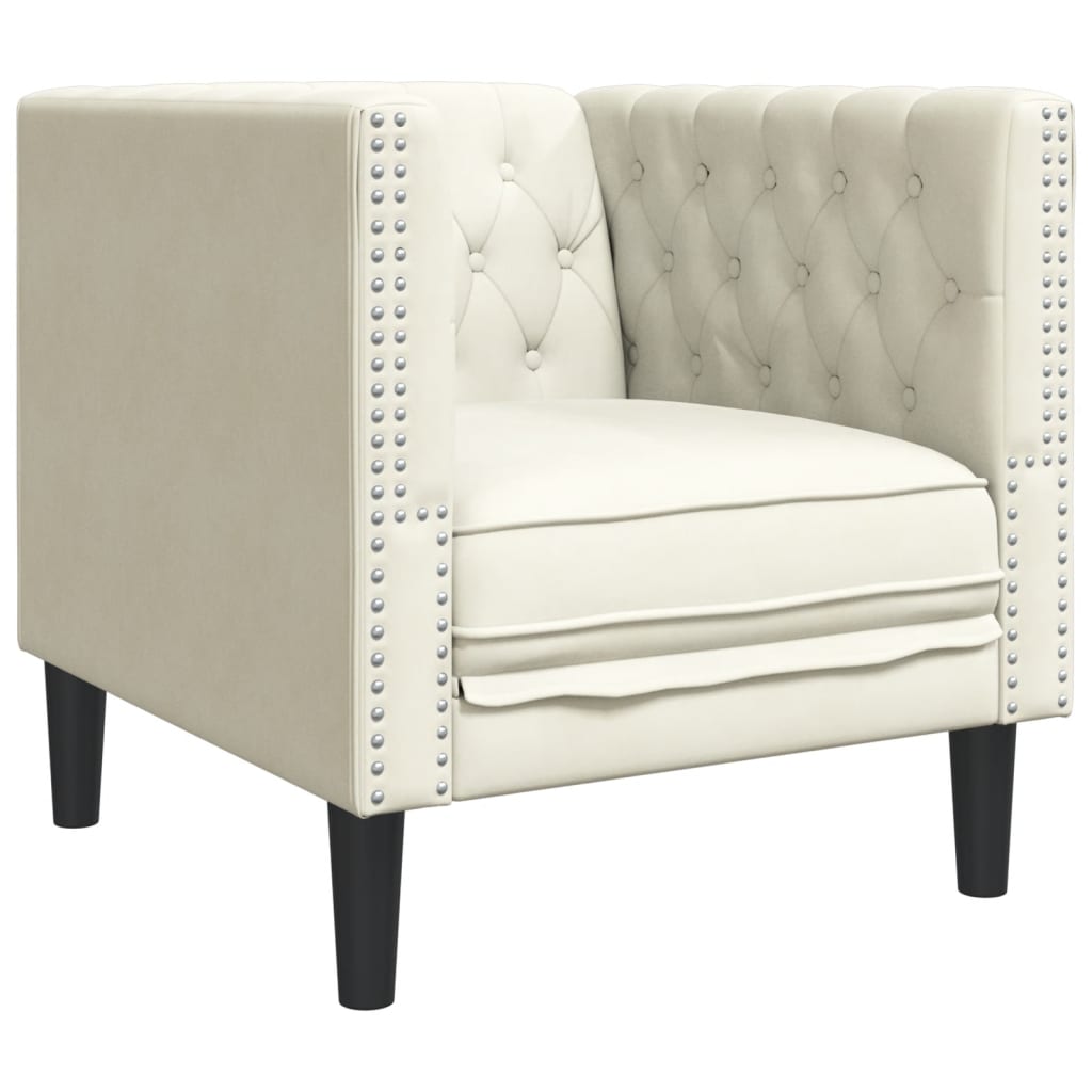 3-delige Loungeset Chesterfield met bolsters fluweel crèmekleur is nu te koop bij PeponiXL, paradijselijk wonen!