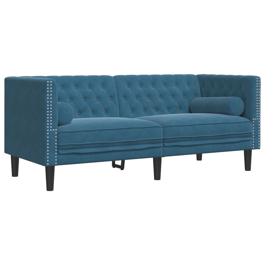 3-delige Loungeset Chesterfield met bolsters fluweel blauw is nu te koop bij PeponiXL, paradijselijk wonen!
