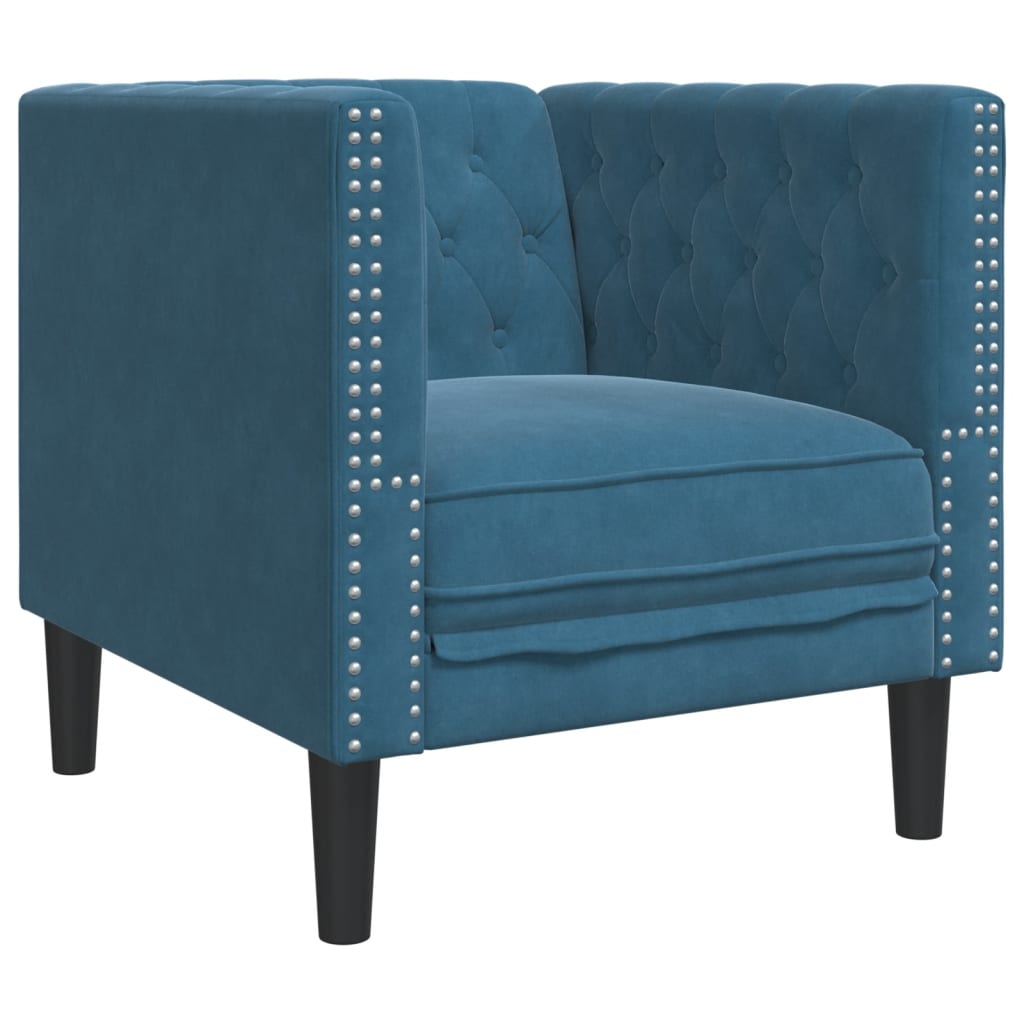 3-delige Loungeset Chesterfield met bolsters fluweel blauw is nu te koop bij PeponiXL, paradijselijk wonen!