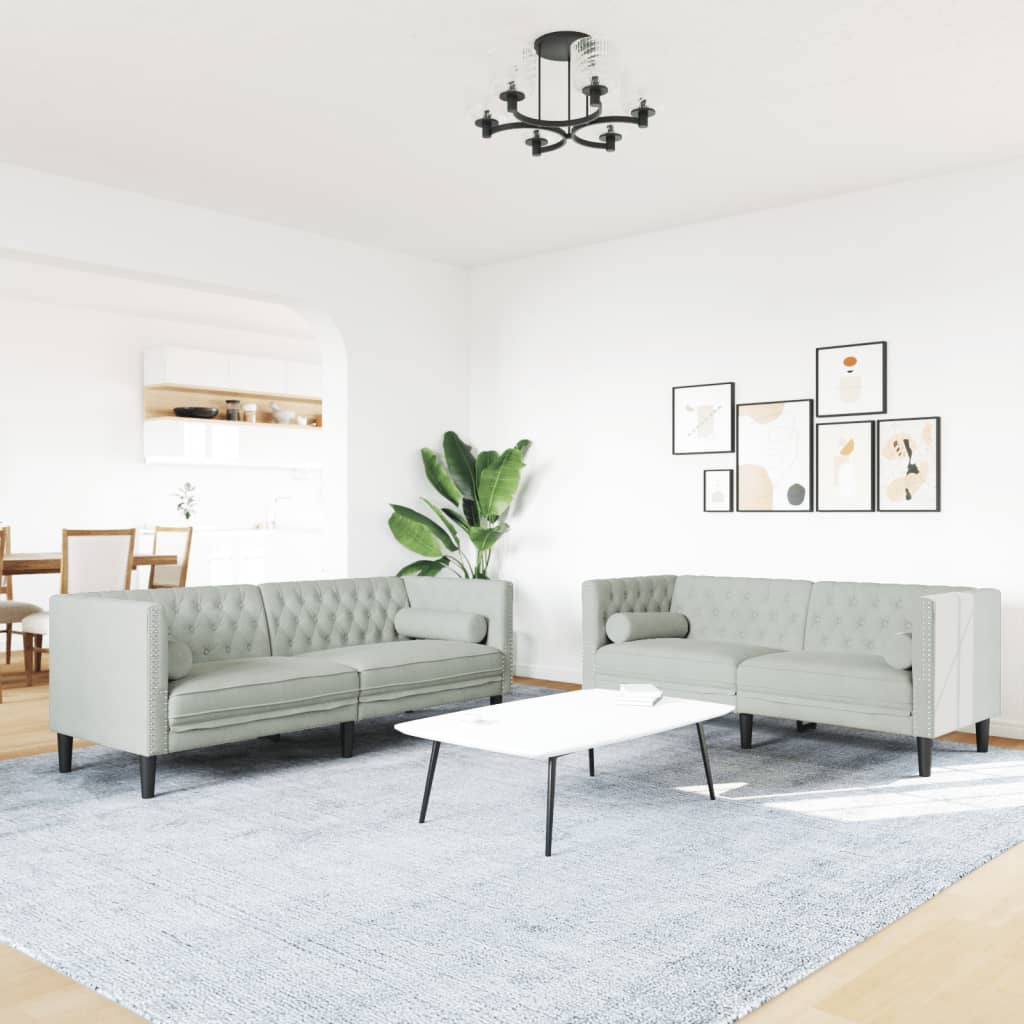 2-delige Loungeset Chesterfield met bolsters fluweel lichtgrijs is nu te koop bij PeponiXL, paradijselijk wonen!