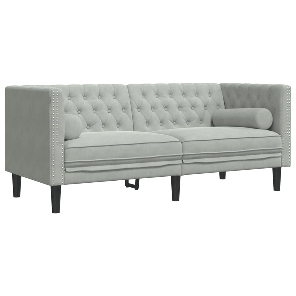 2-delige Loungeset Chesterfield met bolsters fluweel lichtgrijs is nu te koop bij PeponiXL, paradijselijk wonen!