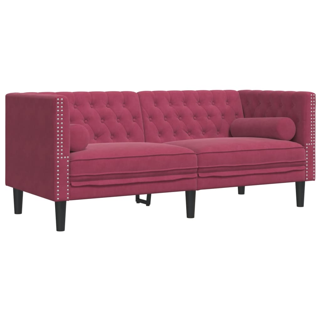 2-delige Loungeset Chesterfield met bolsters fluweel wijnrood is nu te koop bij PeponiXL, paradijselijk wonen!