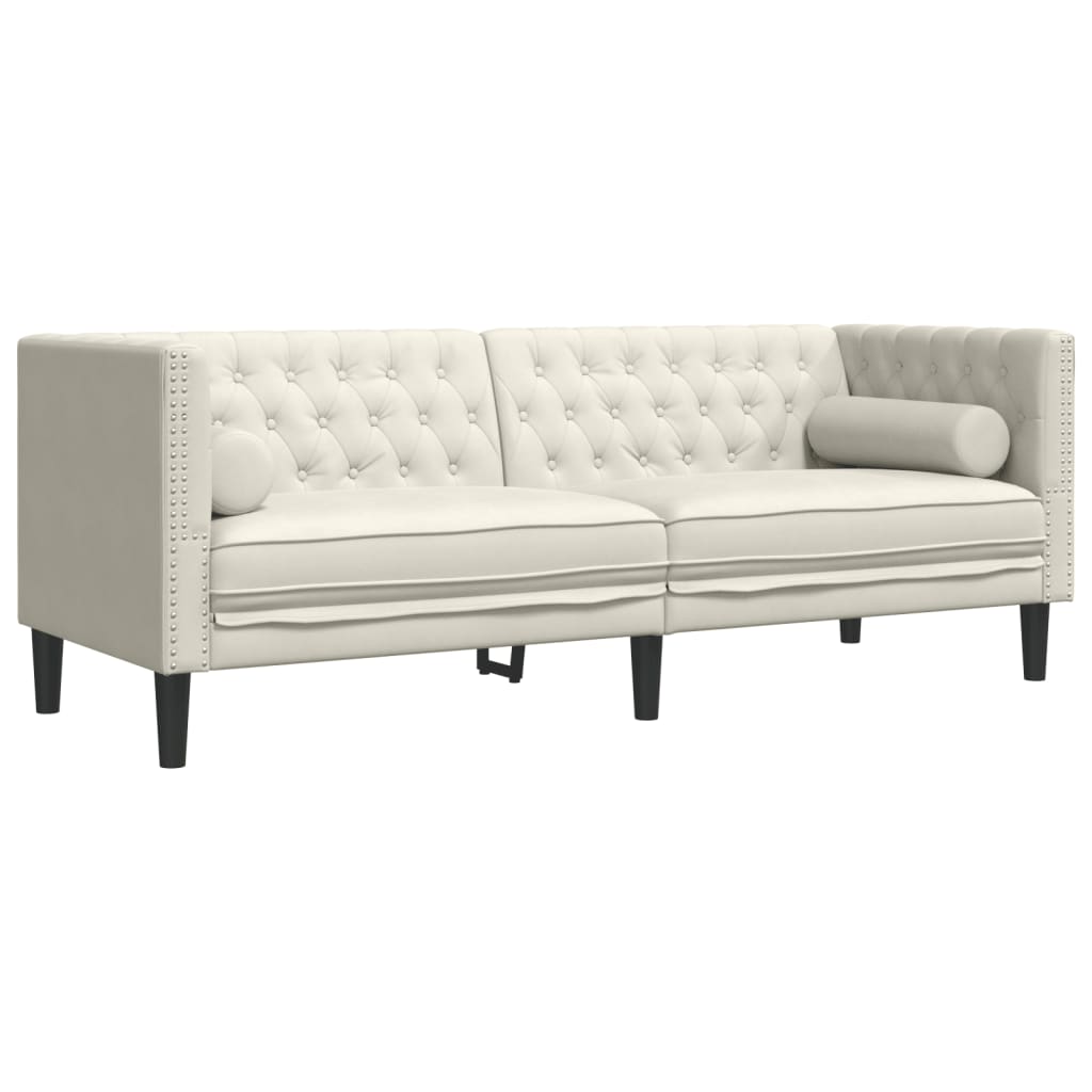 2-delige Loungeset Chesterfield met bolsters fluweel crèmekleur is nu te koop bij PeponiXL, paradijselijk wonen!