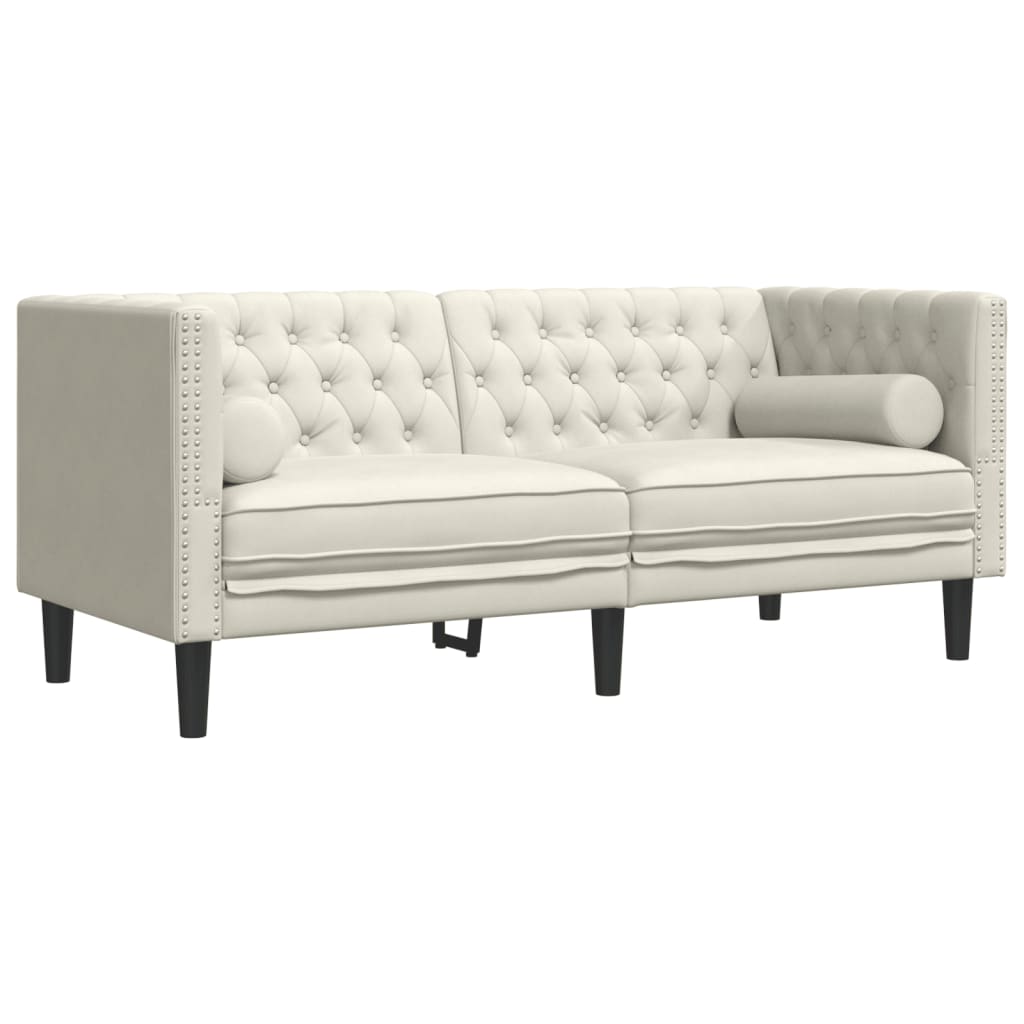 2-delige Loungeset Chesterfield met bolsters fluweel crèmekleur is nu te koop bij PeponiXL, paradijselijk wonen!