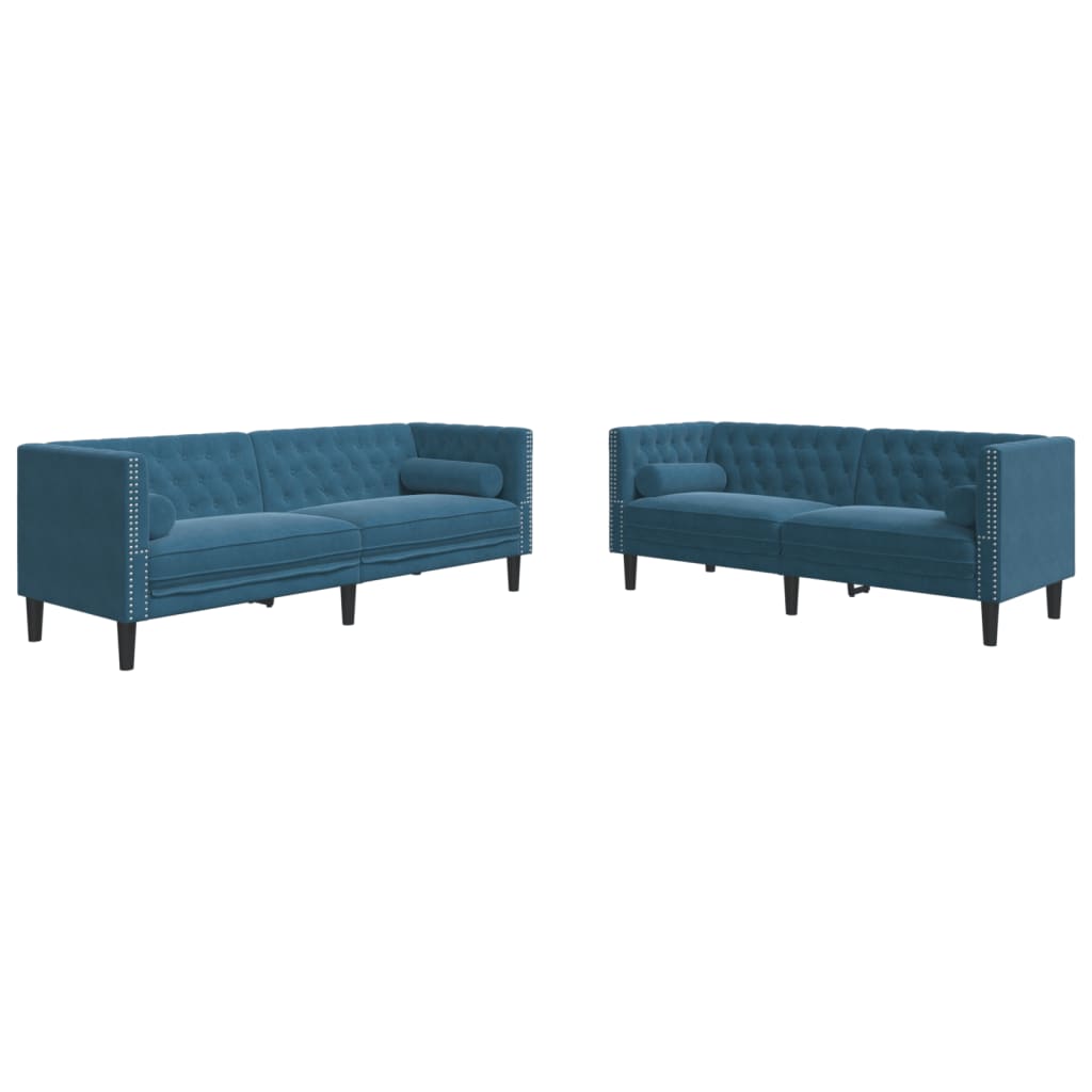 2-delige Loungeset Chesterfield met bolsters fluweel blauw is nu te koop bij PeponiXL, paradijselijk wonen!